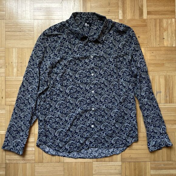 The Kooples Paisley Shirt Men's Large Blue Button Up Long Sleeve Summer - Picture 1 of 6